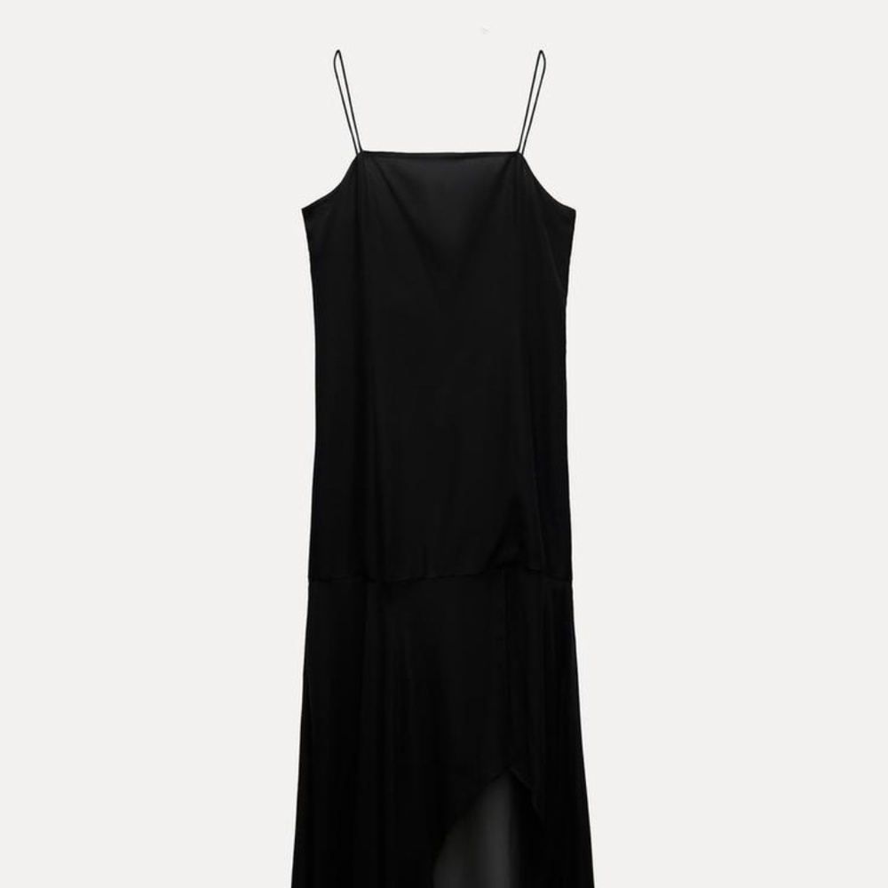 Zara ZW COLLECTION LONG CONTRAST DRESS - Picture 3 of 8
